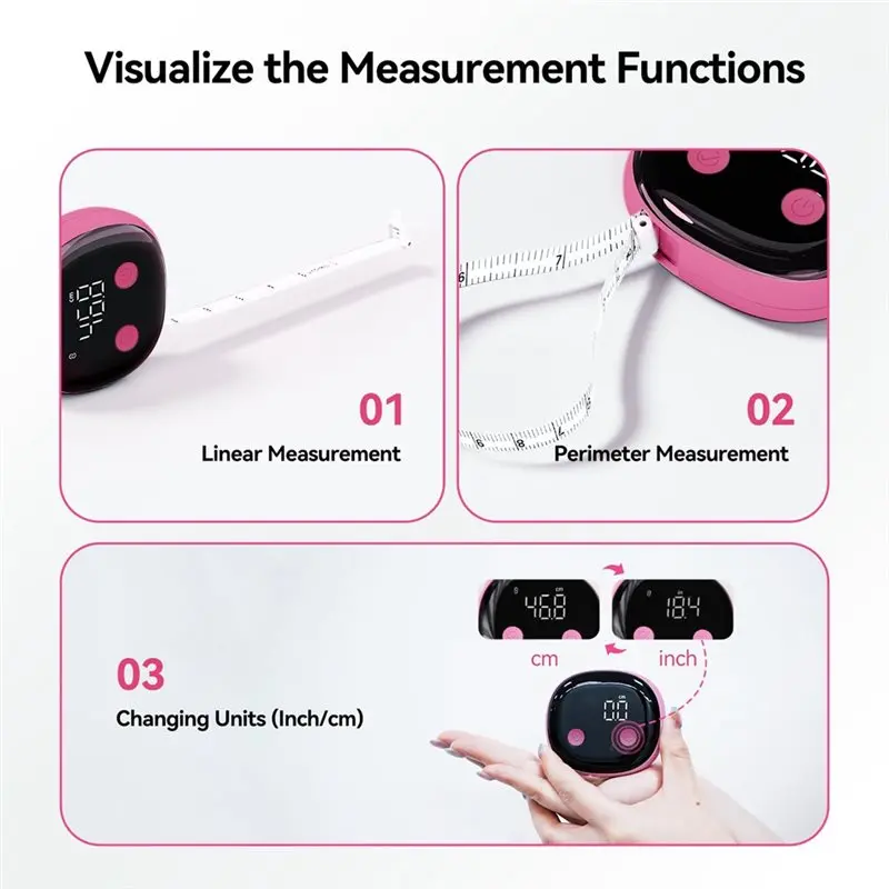 M11K-Body Tape Measure, Bluetooth Digital Measuring Tape One-Hand Retractable Tape With Lock, Tracks Waist/Arms/Hips/Legs