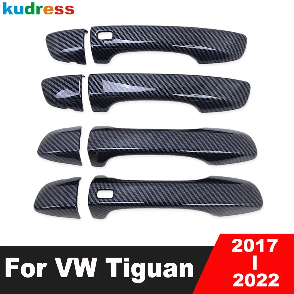 

For Volkswagen VW Tiguan MK2 2017 2018 2019 2020 2021 2022 Carbon Fiber Car Accessories Exterior Side Door Handle Cover Trim
