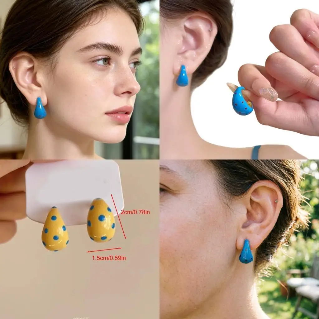 195C Portable C Spots Earrings With Vibranting Color For Women And Trendsetters