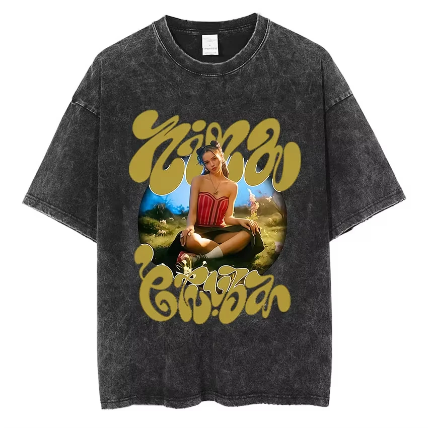 Men Women Summer Aesthetic Fashion Oversized Cotton T Shirt Streetwear Singer Nina Chuba Tour Album 2025 Vintage Washed T-Shirts