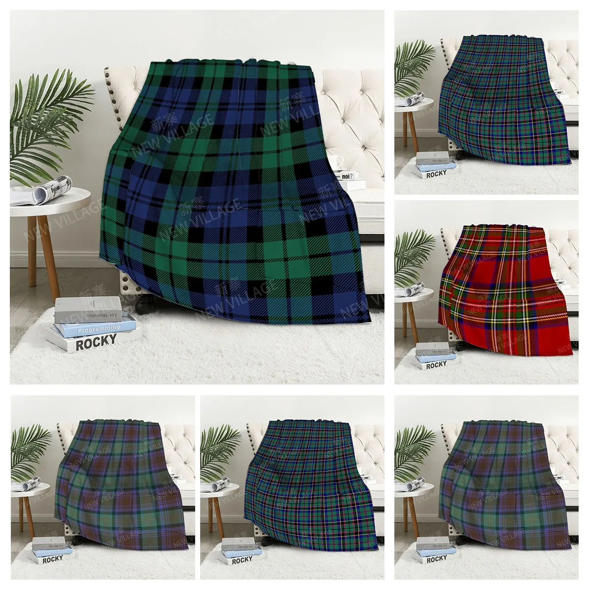 

Knee blanket plaid sofa warm winter bedspread blanket decoration simple lines plaid warm blanket Nordic plants soft and hairy