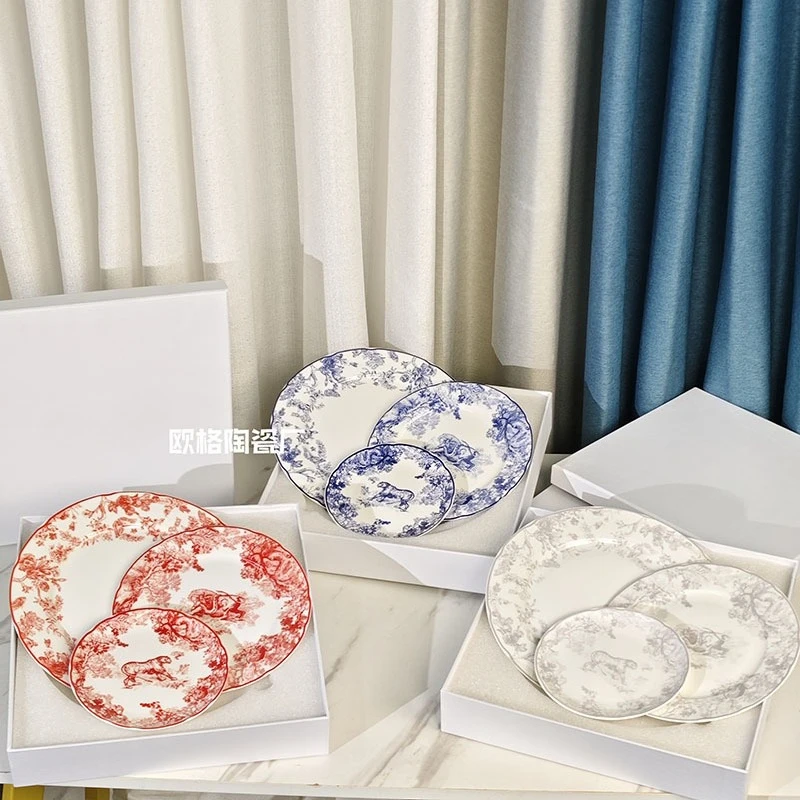 

European Style Bone China Dinnerware Set Exquisite Plates and Bowls for Banquet Restaurant and Home Use