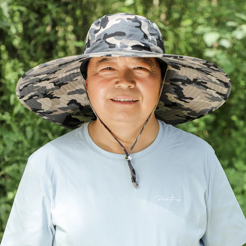 Chapeau de pêcheur à visière pour hommes, grande taille 64cm, Camouflage, Camping, pêche, plein air, été