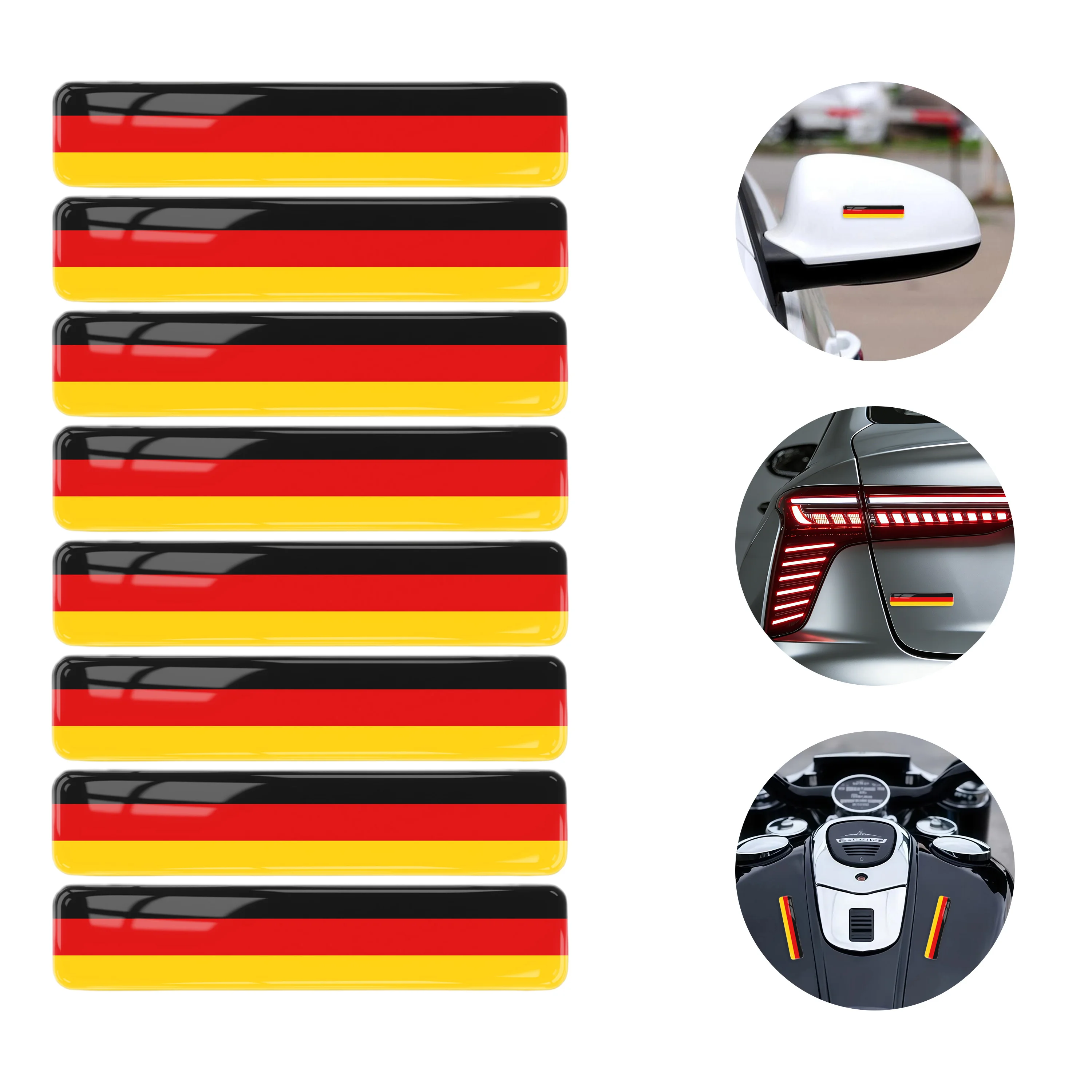

8Pcs 3D Gel Epoxy Car Decal Stickers German flag design for Car Truck Motorcycle Laptop Pride Auto Accessories
