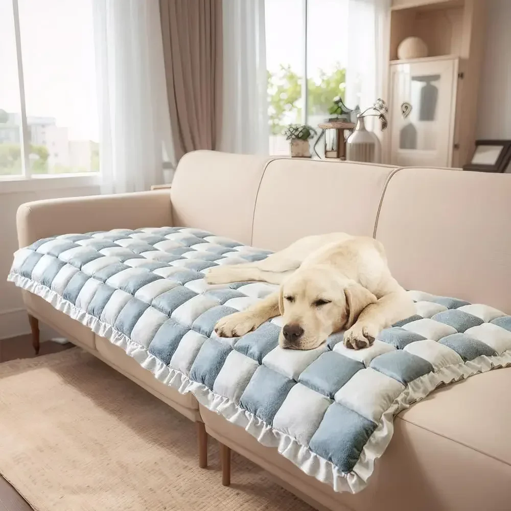 Thickened Non-Slip Washable Plaid Sofa Cover, All-Season Protection for Pets, Camping, Cars, Floors & Beds (28x71in)