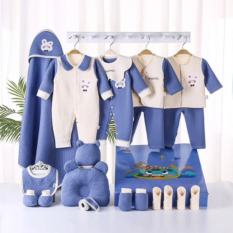 Newborn Baby Clothing Gift Set 2023 New Thick Autumn Winter Clothes High Quality 100% Cotton Infant 20 Pieces Underwear Suits