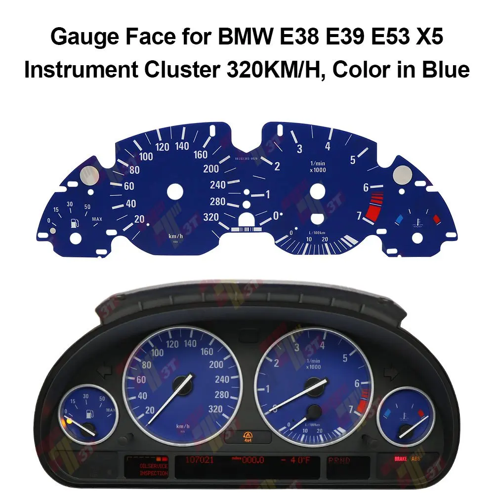 Gauge Face Overlay for BMW E38 E39 E53 X5 Instrument Cluster 240km/h 320KM/H