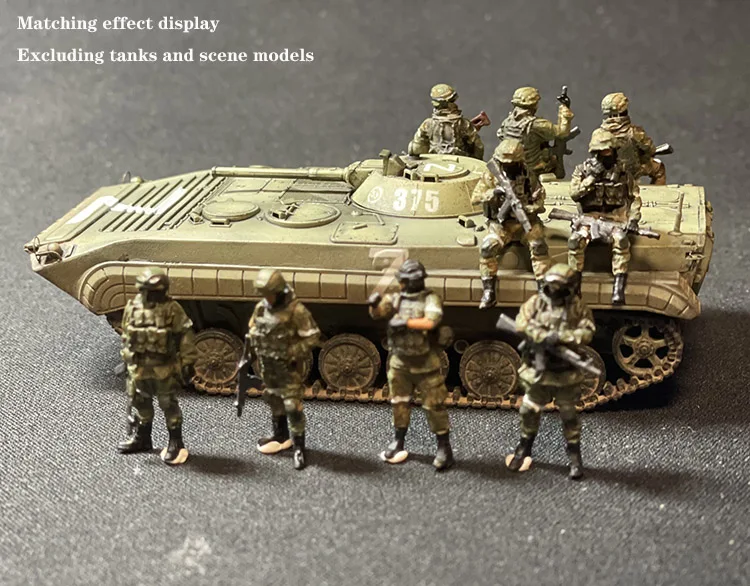 1/72 modello di soldato russo gruppo di 9 modelli di soldato dipinto finito (serbatoio escluso)