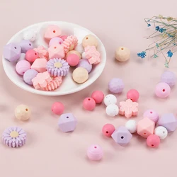 LOFCA 22mm Daisy Round Silicone Safe Round Teeth Jewelry Treasure Snowflake Teething Beads DIY Chew color baby teething