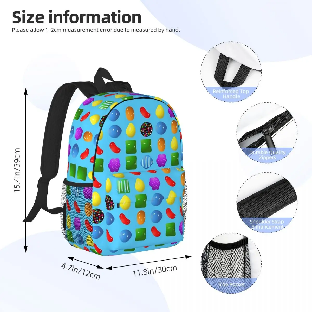 All New Candy Crush Saga Backpack Student Boys Girls BookBag Men Women School Bag Computer Shoulder Bags