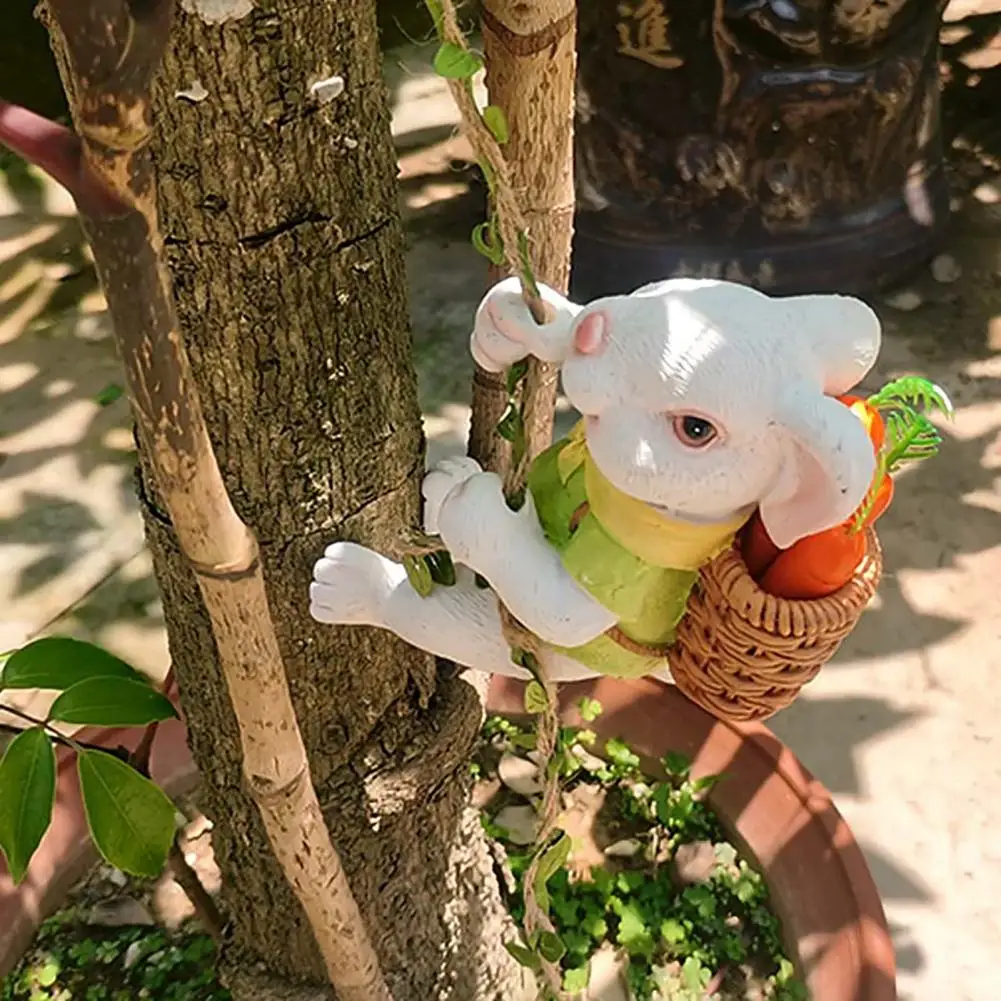 

Hanging Garden Decor Resin Garden Ornament Climbing Rabbit Figurine Resin Statue Cute Garden Ornament Hanging for Balcony
