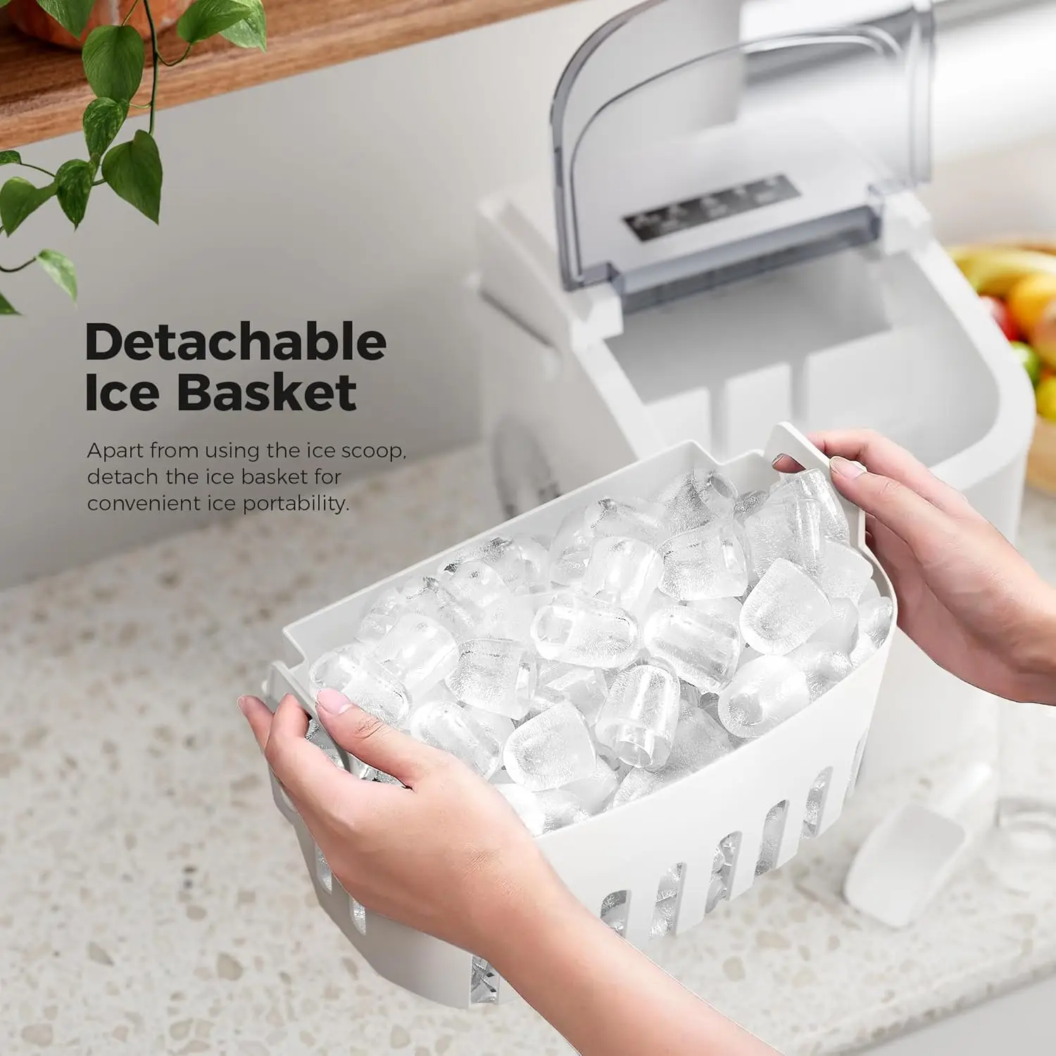 NEW Ice Makers Countertop with Handle,26.5Lbs/24H,9 Cubes in 6 Mins,2 Sizes of Bullet Ice,Portable Ice Maker Machine with Self