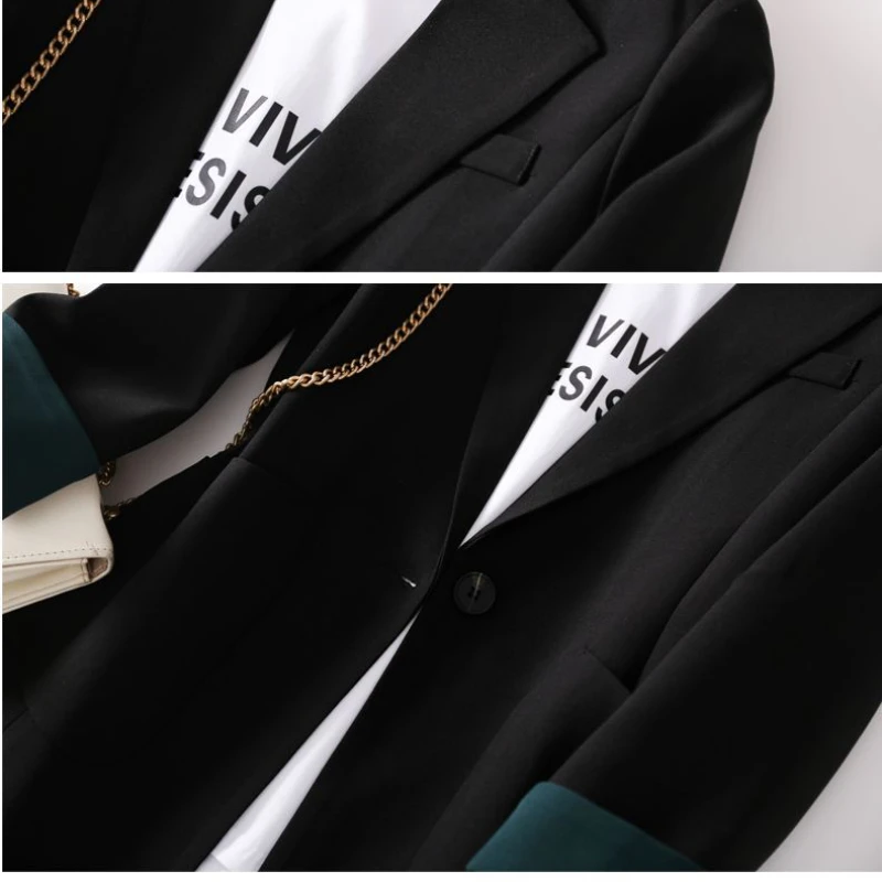 Black Blazer Coat Women's Spring and Autumn 2023 New Korean British Style Blazer Temperament Versatile Casual Long Sleeved Top