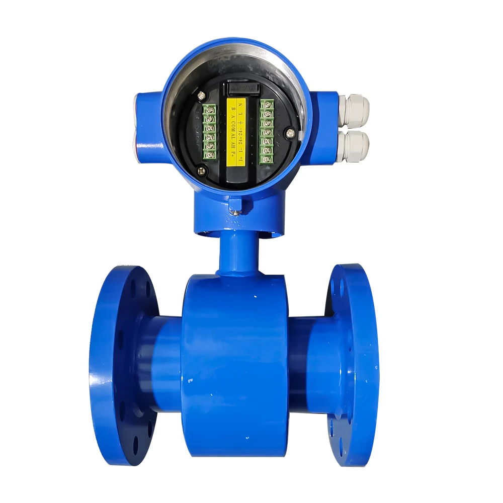 Water Flow Meter Accuracy 1.0% Digital Liquid Electromagnetic Flowmeter For Sewage Wastewater Seawater Mud Acid-Alkali Solution