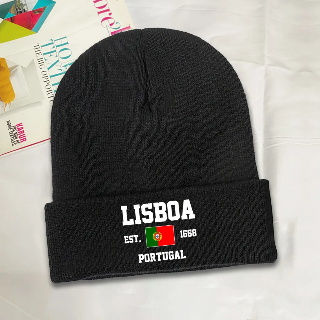 Portugal EST.1668 Lisboa Lisbon Capital Men Women Unisex Knitted Hat Winter Autumn Print Beanie Cap Warm Bonnet