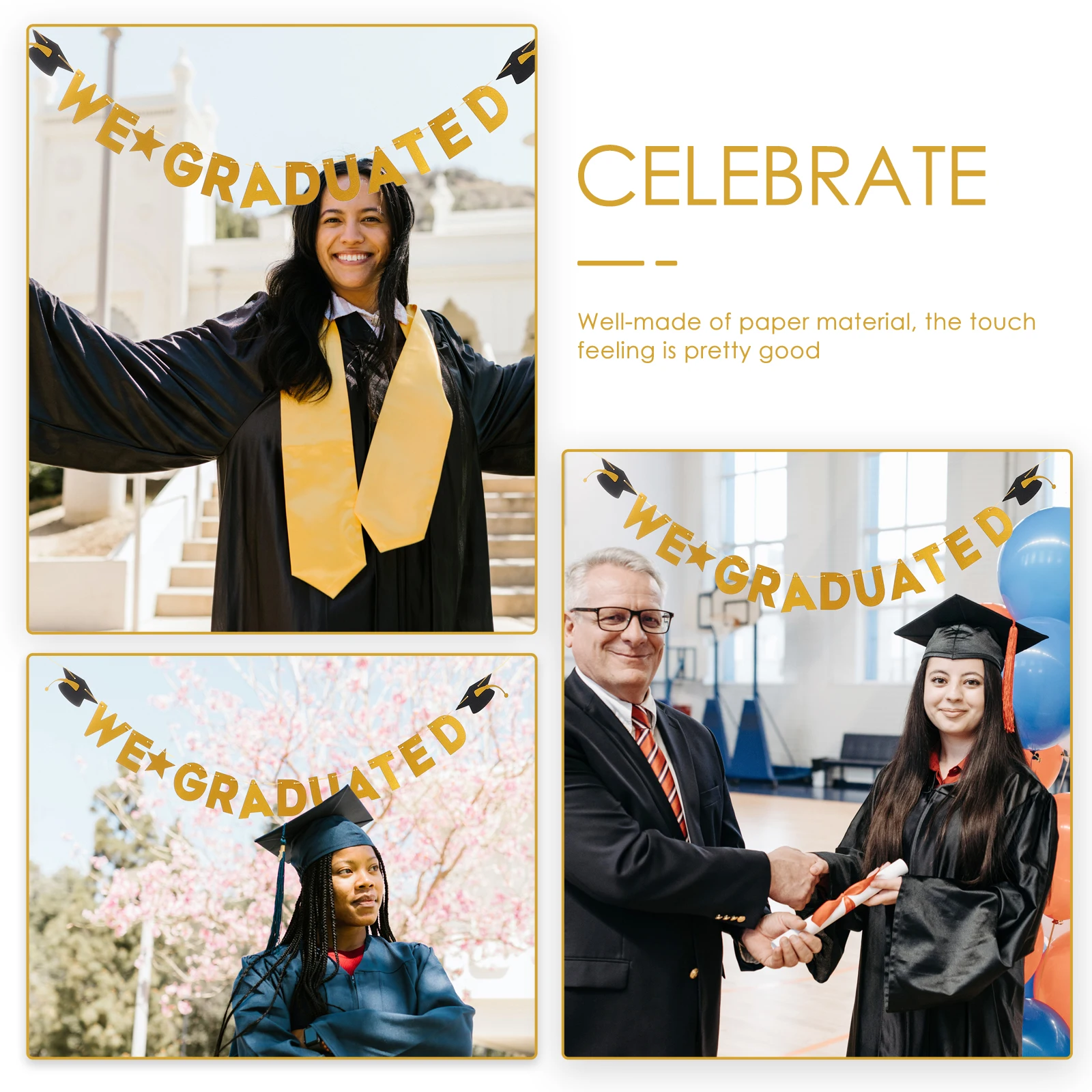 

Graduation Banner Business Decorations Graduate Garland Bunting Kindergarten Picture Party Photo Season Paper