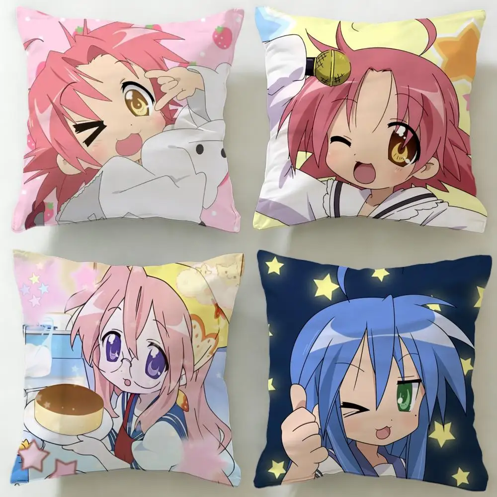 Classic Anime Lucky Star Cushion Cover Soft & Easy-Wash Pillow Case – Versatile for Couch, Bed, Travel and Office