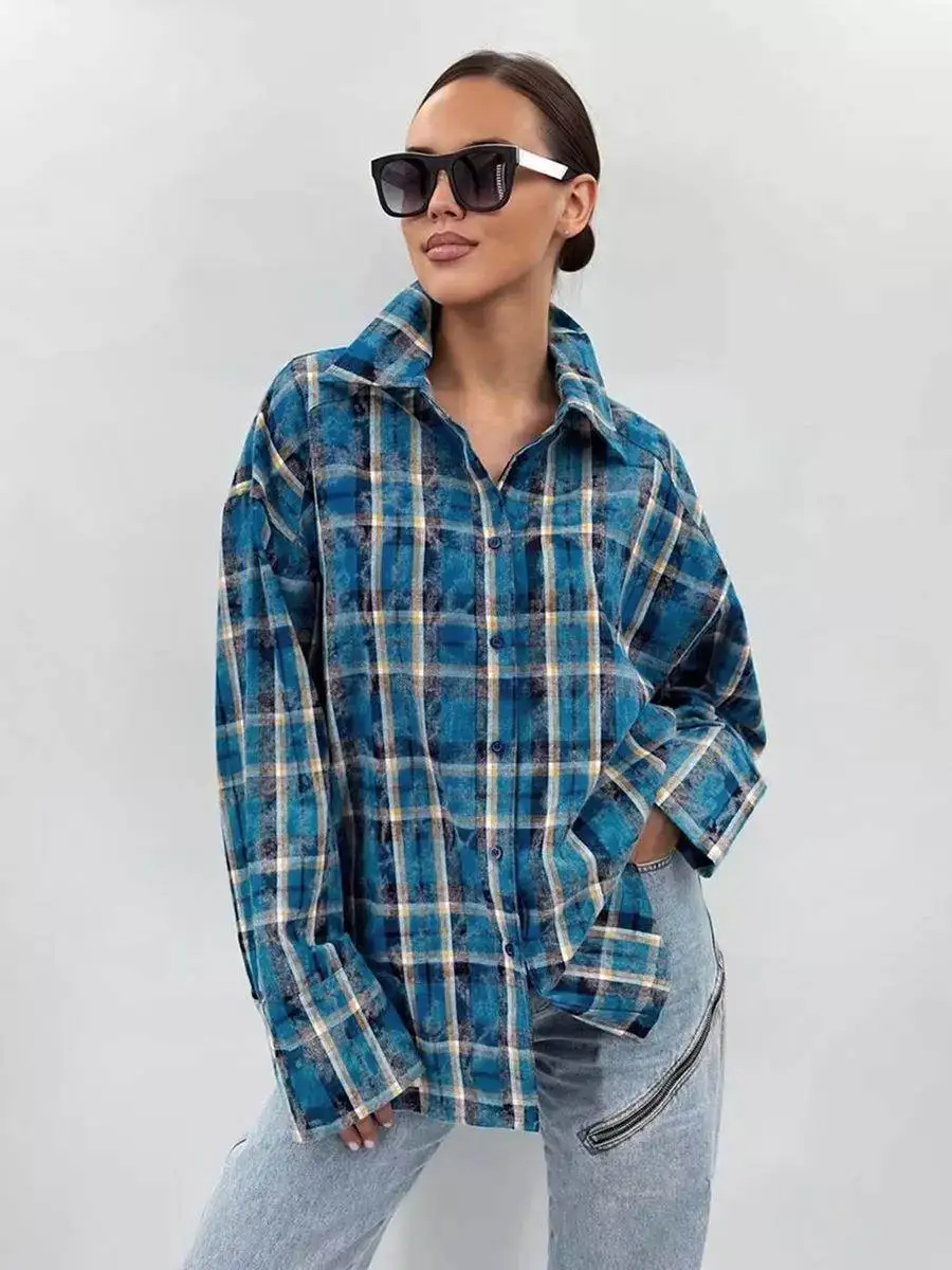

Vintage American Long Women's irts Classic Collar Design Svel Midi Length Faionable Ladies' Blouse for Autumn Season