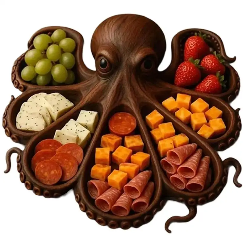 

Octopus Novelty Unique Serving Tray Board for Meats & Fruit Ocean Themed Party Food Tray Gift for Seafood Lovers & Entertainers