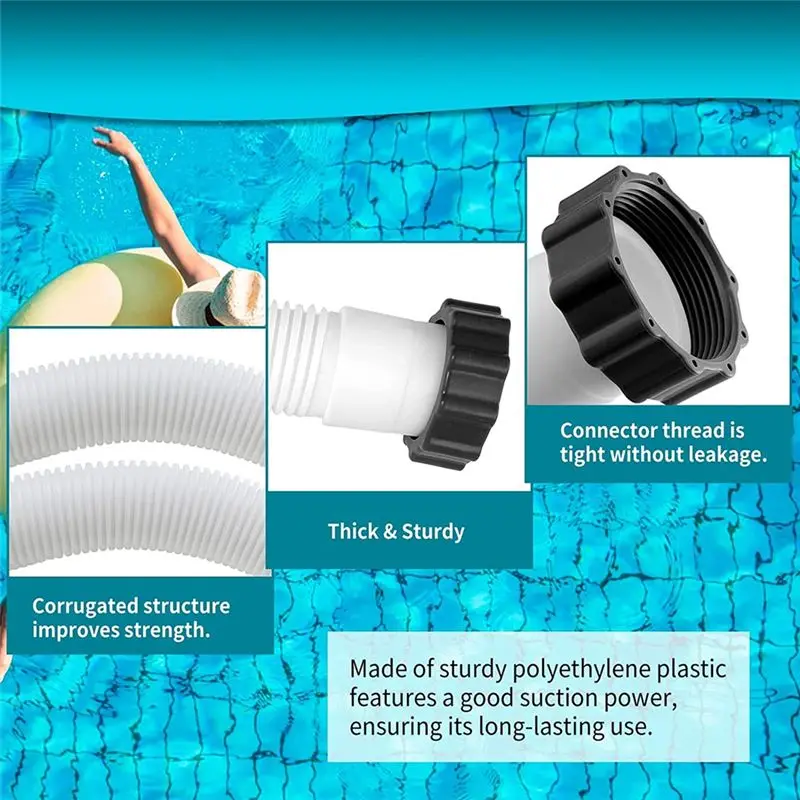 A89E-1.5Indiameter Pool Pump Hoses For Above Ground Pools-59In Long Pool Hoses For Intexx Filter Pumps&Saltwater System,4Pack