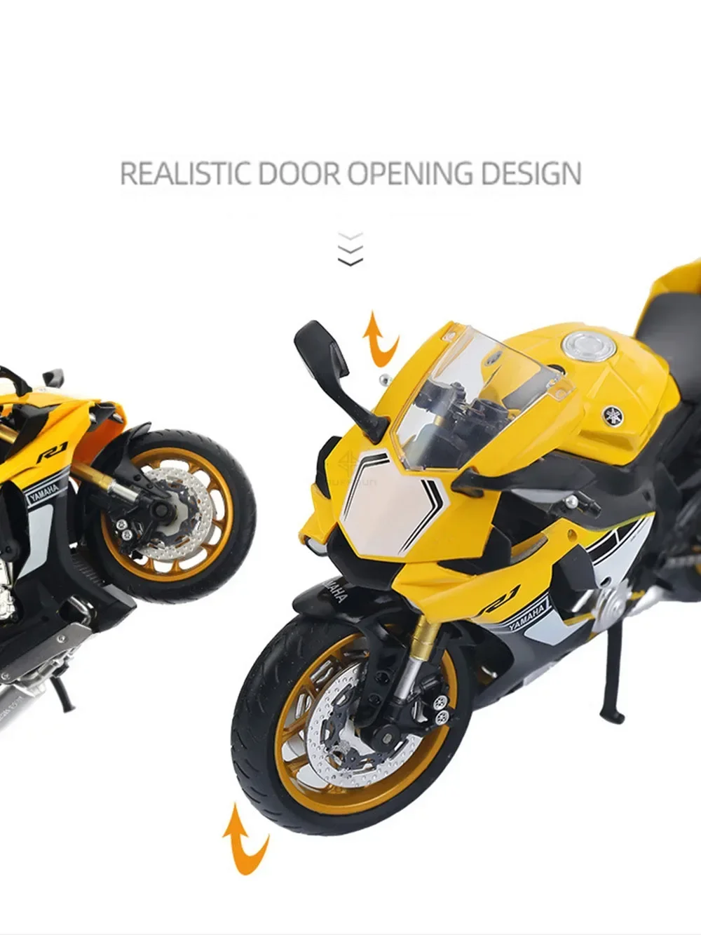 موديل 1/12 من Yamaha YZF R1 لعبة على شكل دييكاست من خليط معدني الزنك مصباح صوت على شكل سيارة للأطفال