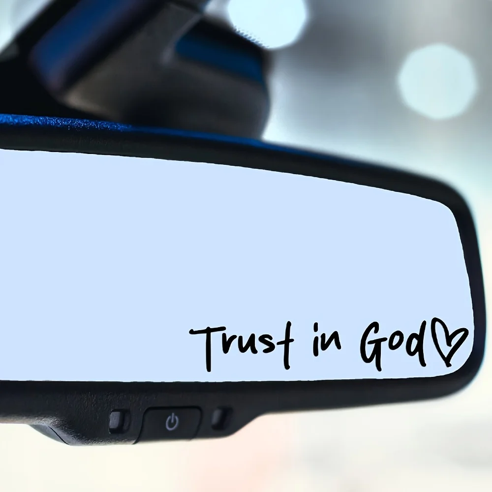 Unique Trust in God Car Sticker, Spiritual Accessory for Car Rearview Mirror, Make Your Car Stand Out with This Faith Decal
