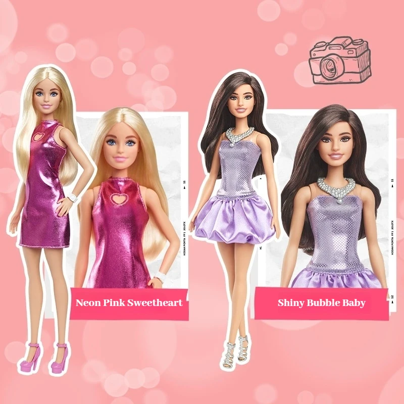 Barbie Fashionistas Puppe, wunderschönes blondes gewelltes Haar, Kleid-Accessoires, zum Anziehen, Sammeln, Kinderspielzeug, Geburtstagsgeschenk