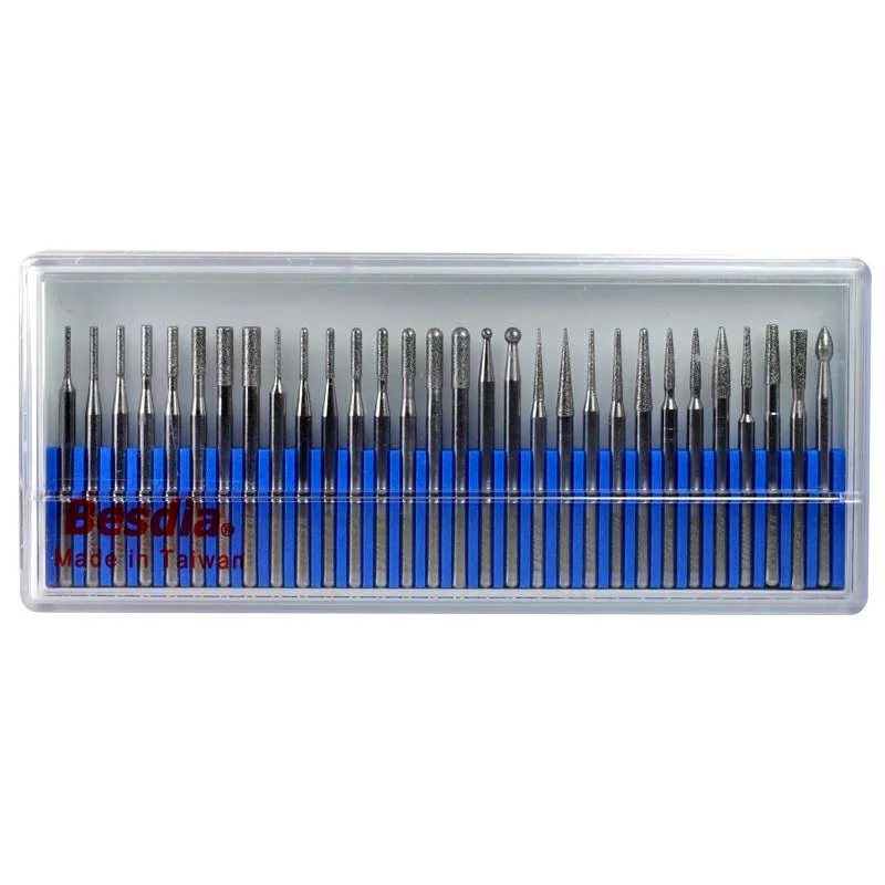 30pc Besdia BMA-30 Diamond Mounted Points Set  Alloy Grinding Head Jade Polishing Inner Hole Carving Tool Diamond Grinding Rod