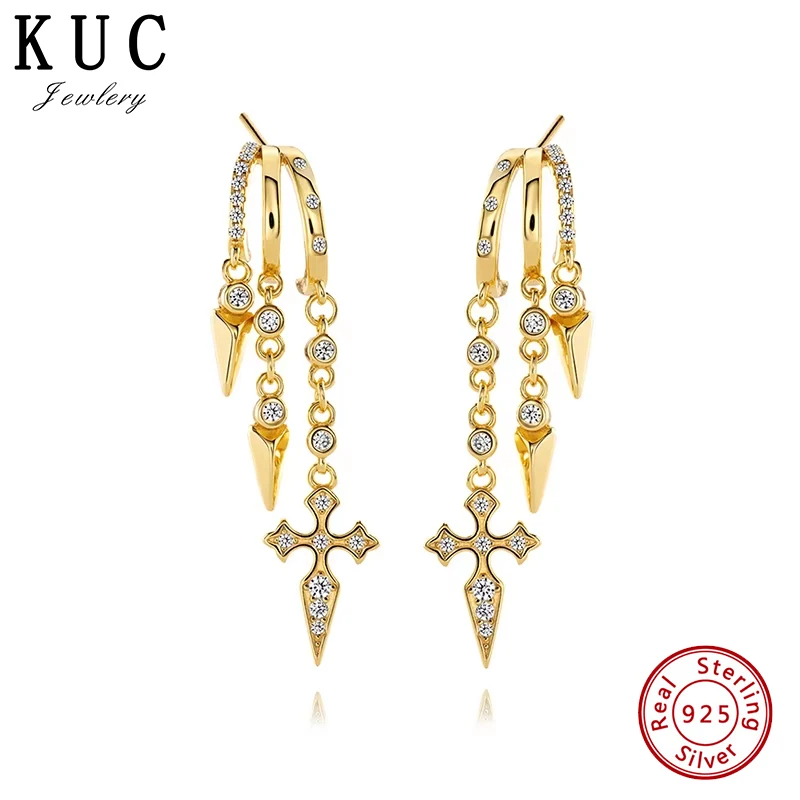 

Earrings 925 Sterling Silver Original Certificate Cross Rhombus Stud Earrings For Women Free Shipping Jewelry