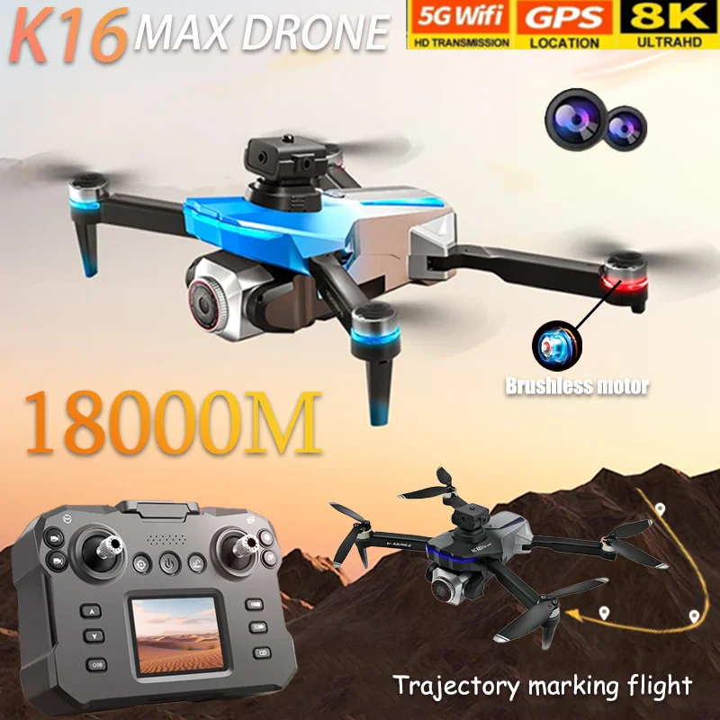 

K16 БПЛА Аэрофотосъемка Дрон 8K Камера Складной квадрокоптер с дистанционным управлением и живым экраном FPV для начинающих и мальчиков Подарки