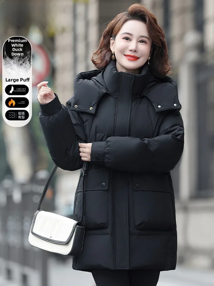 

Модное хлопковое пальто Sli Midlife Mom Down Jaet для женщин среднего возраста, большие размеры, осенне-зимняя коллекция, корейский стиль, свободный крой