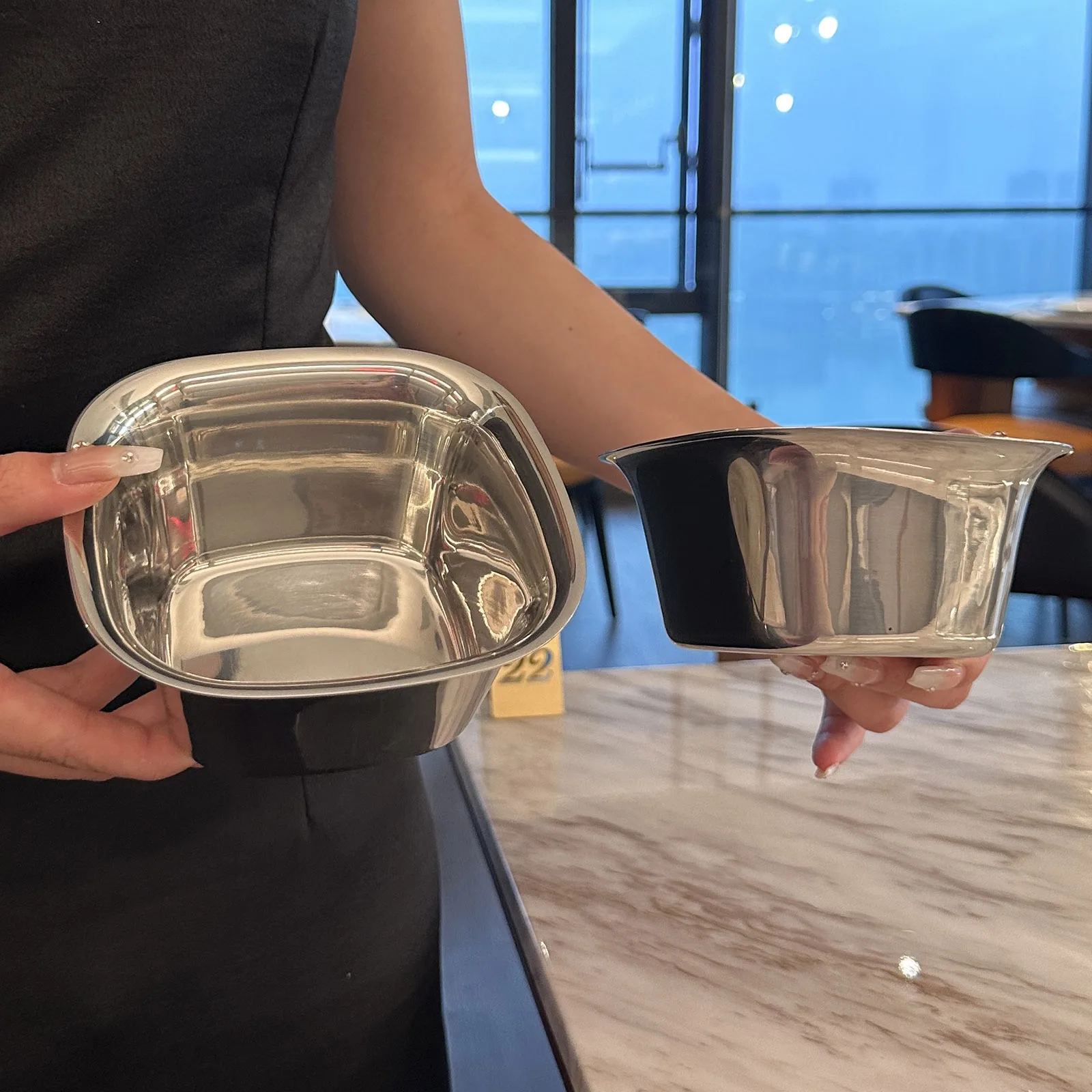 

Thiened Square Bowl 304 Stainl Steel Side Di Fruit Sna Small Cooking Bowl Chinese Sle Pure Color Matte Fini