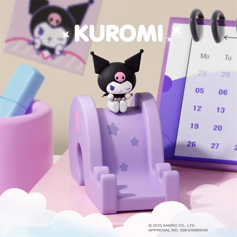 Kawaii Sanrio Hallo Kitty, Kuromi My Melody Slide Phone Stand Ornament, Cartoon 3D Designs Home Desktop Decoration Support Gift view 3
