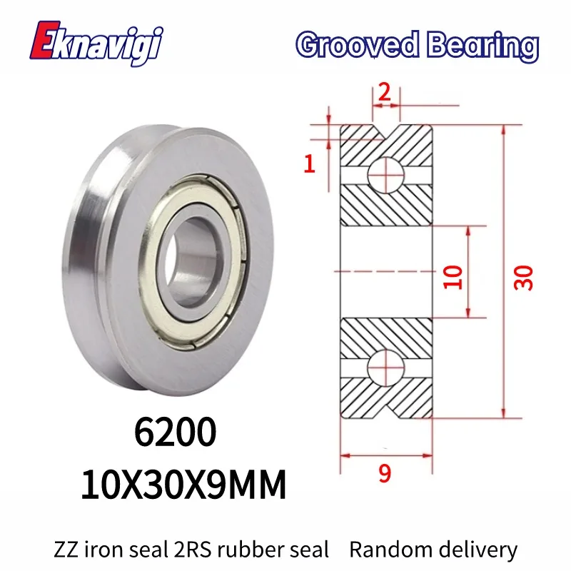 

10PCS Straightening Mixed Wheel Over Line with Groove Bearing V 6200 10X30X9MM Pulley U Groove type