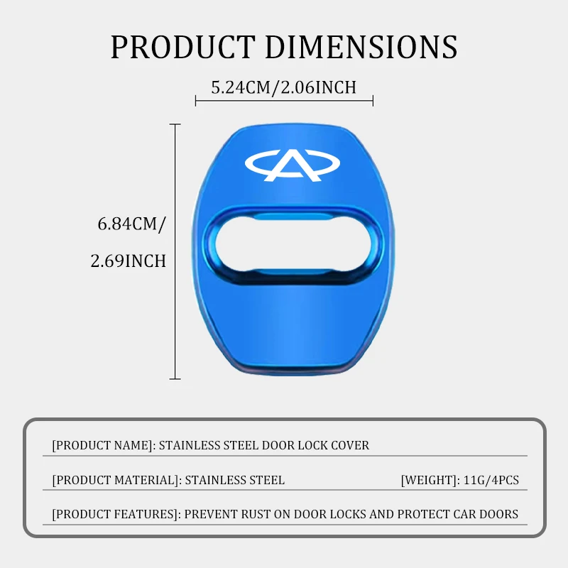 4pcs Stainless Steel Car Door Lock Cover Protective Covers Accessories For Chery Fulwin QQ TIGGO 2 3 4 5 7 Pro 8 3X A1 QQ Easta view 6