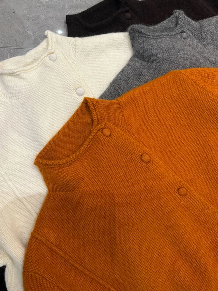 

Trendy Knitted Svel Women's Top Faionable Pure Color Spring Autumn New Sle Casual Loose Fit Breathable Airy Open Ca...