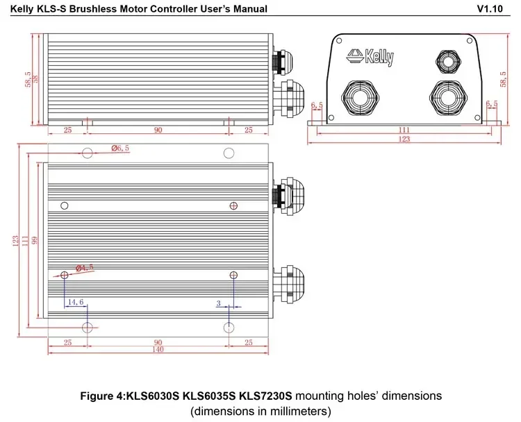 وحدة تحكم المحرك QS KLS7230S مخصصة لعداد السرعة TFT بدون محول BT لمحرك QS 3000 واط