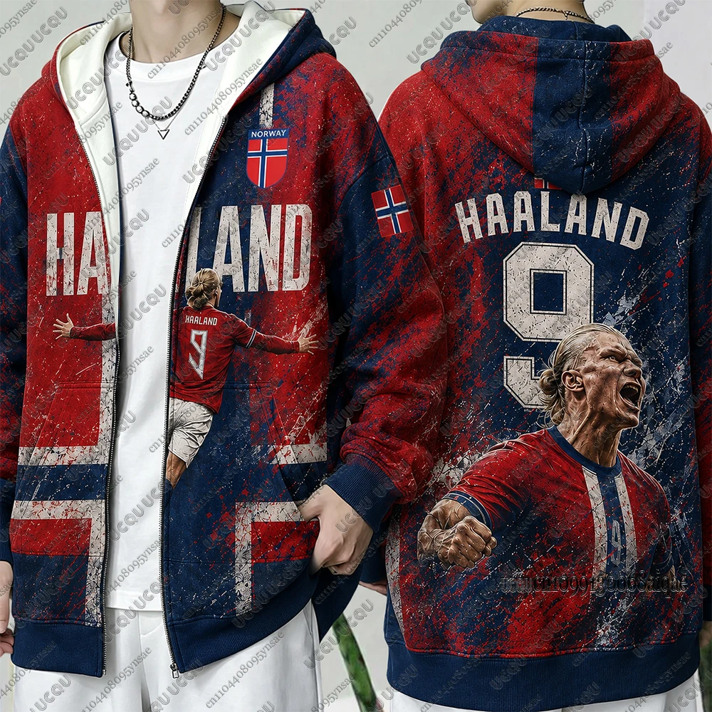 Vintage Zip Hoodie - เสื้อฮู้ดฟุตบอลวินเทจหมายเลข 9 รุ่นใหม่ปี 2026 สำหรับผู้ใหญ่/เด็ก เสื้อฮู้ดซิปอุ่นสำหรับฤดูใบไม้ร่วงและฤดูหนาว
