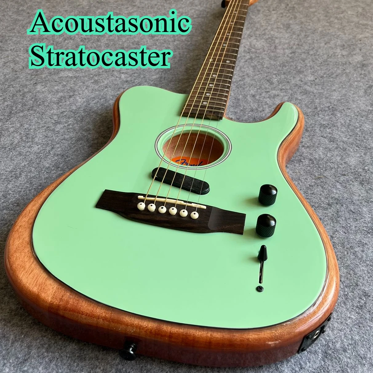 Mint‑Green TL‑Shape Electro‑Acoustic Guitar Active Pickup Mahogany Body Folk Sing‑Playing Stage Guitar Built‑in Pickup Folk
