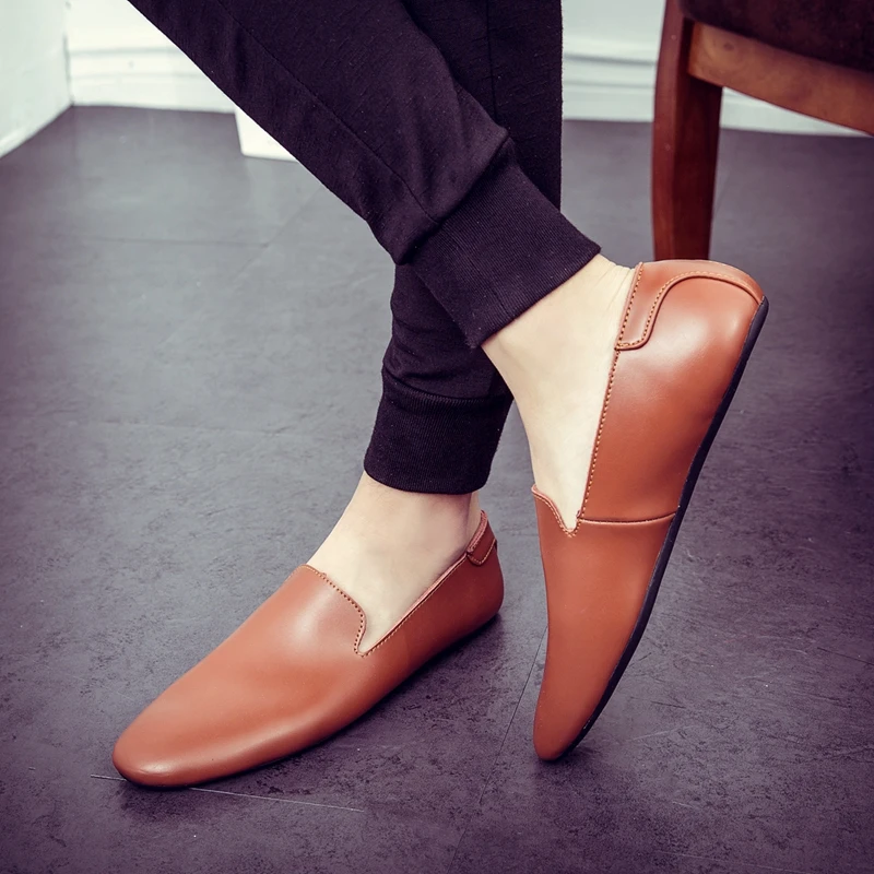 Hot Selling Men Formal Shoes PU Flat Heel Lightweight and Comfortable Business Loafers British Handmade Small Leather Shoes