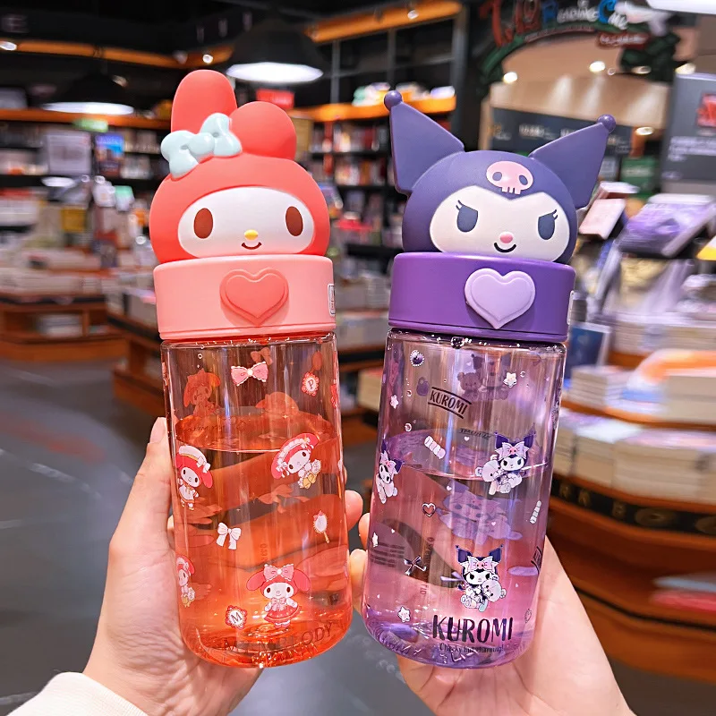 

500ml Kawaii Sanrio Dolls Transparent Cup Cartoon Hello Kitty Kuromi Cinnamoroll Melody Kid Bottle Water Cup Girls Gifts