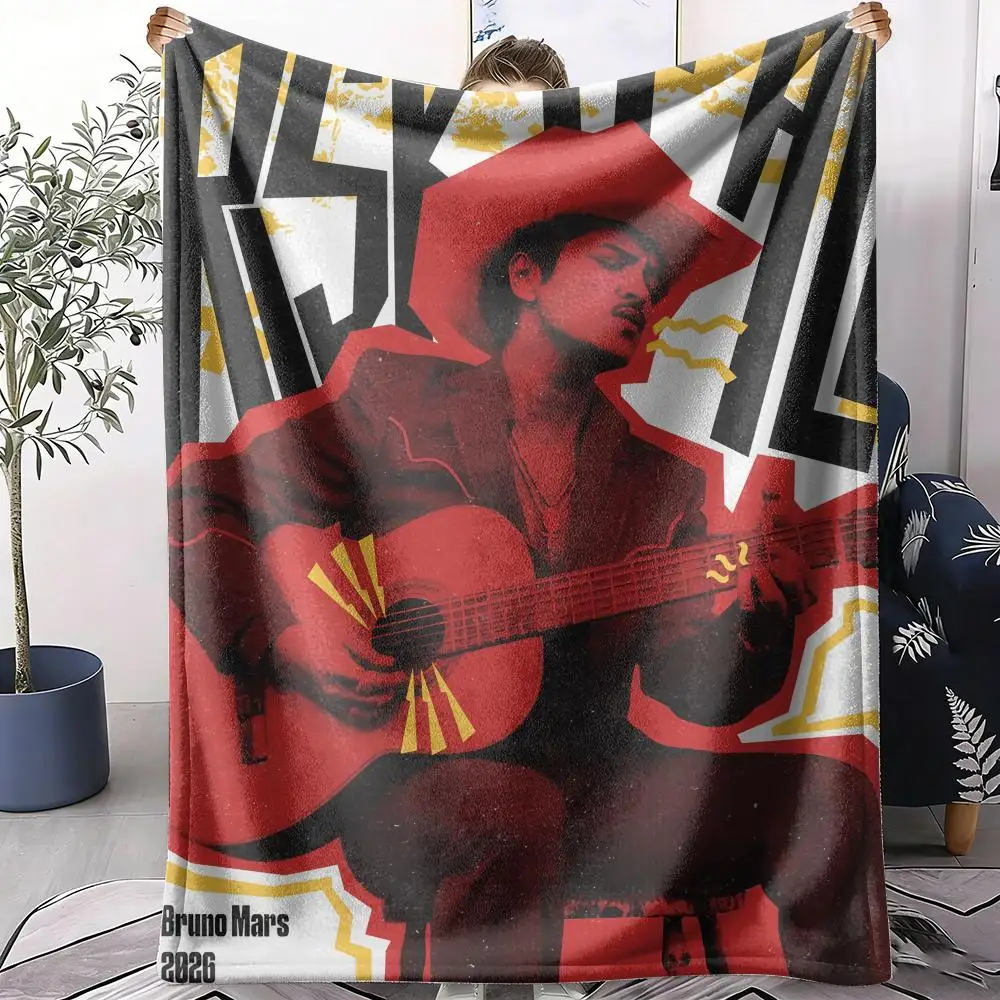 Famous Singer B-Bruno Mars Throw Soft Flannel Throw Summer Blanket Lightweight Cozy Nap Blanket for Sofa Bed Travel