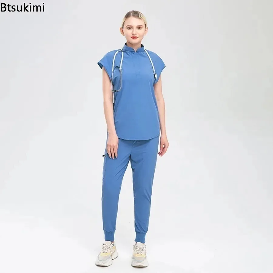 Women Scrub Set Surgical Nursing Hospital Uniform Medical Uniforms Wholesale Multicolor Short Sleeve Workwear Clinic Nurse Scrub view 3