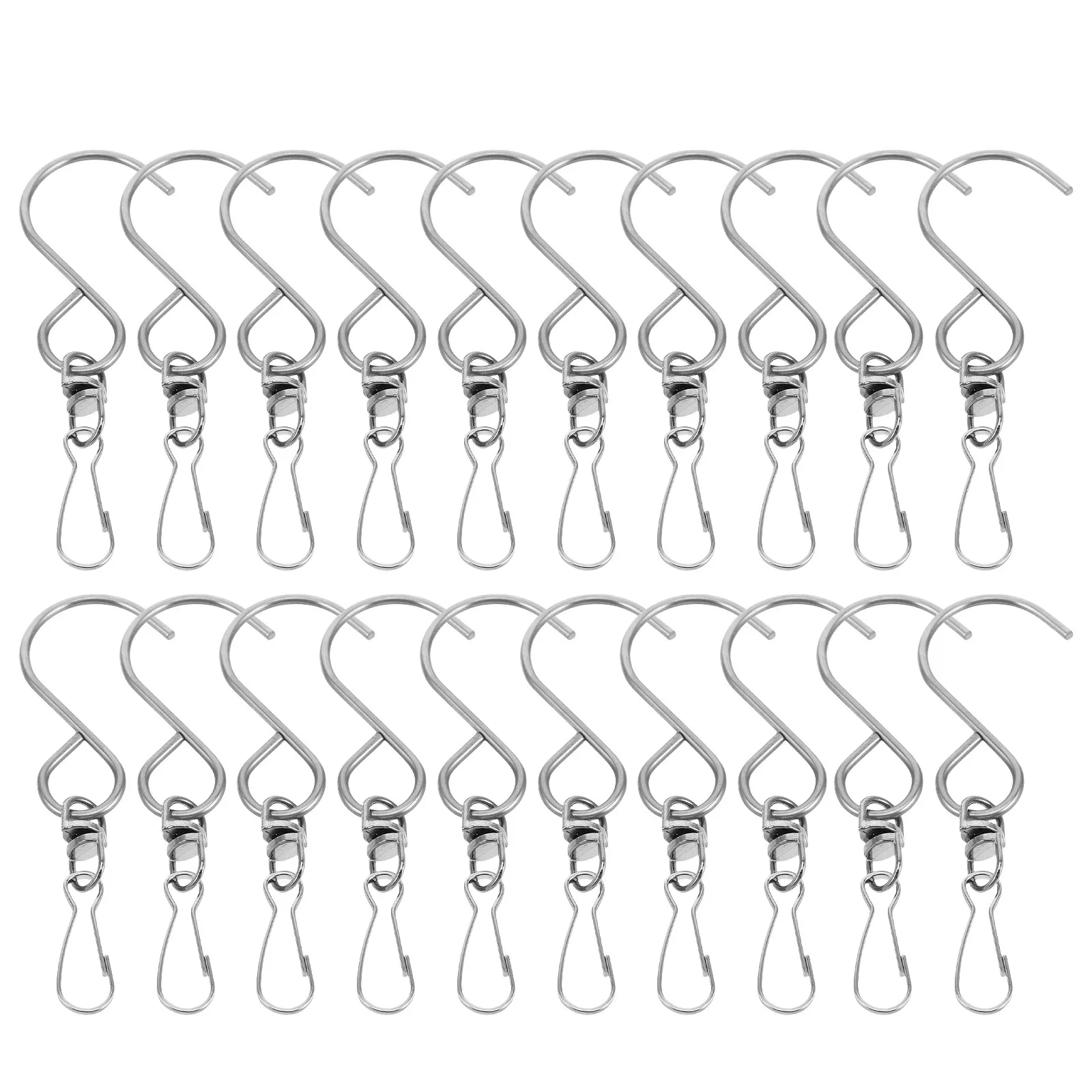 20Pcs Stainless Steel Swivel Hooks Wind Chimes S Shape 360 Degree Rotary Hanging Clips Outdoor Wind Spinner Hooks for Patio