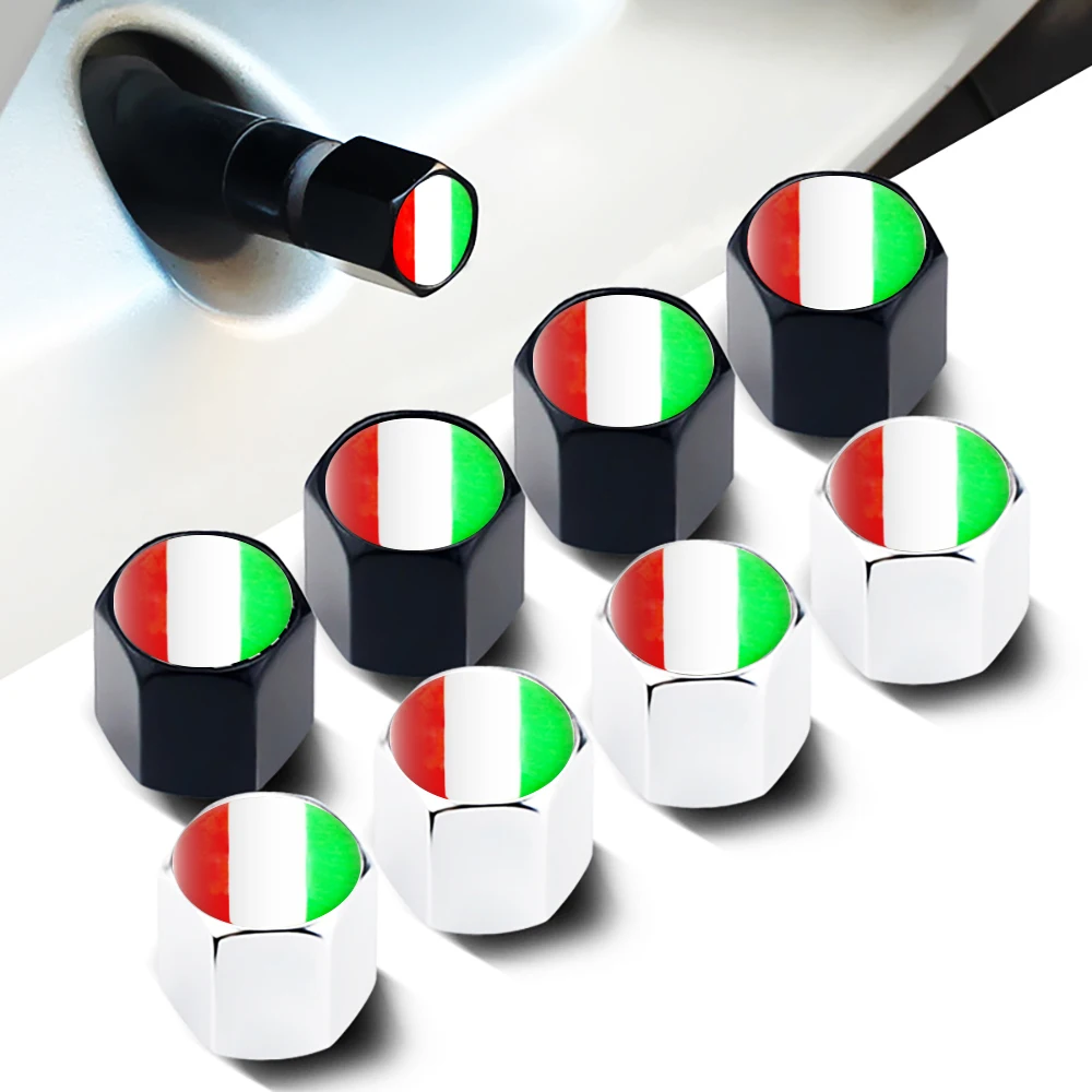4Pcs/set Italy Flag Car Air Valve Stem Caps Car Accessories  Car Wheel Air Cover Dust Proof for Volkswagen BMW Benz Tesla Toyota
