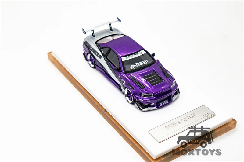 404Error 1:64 Skyline GT-R R34 Ryohe\'s GIFTED Purple Resin Model Car