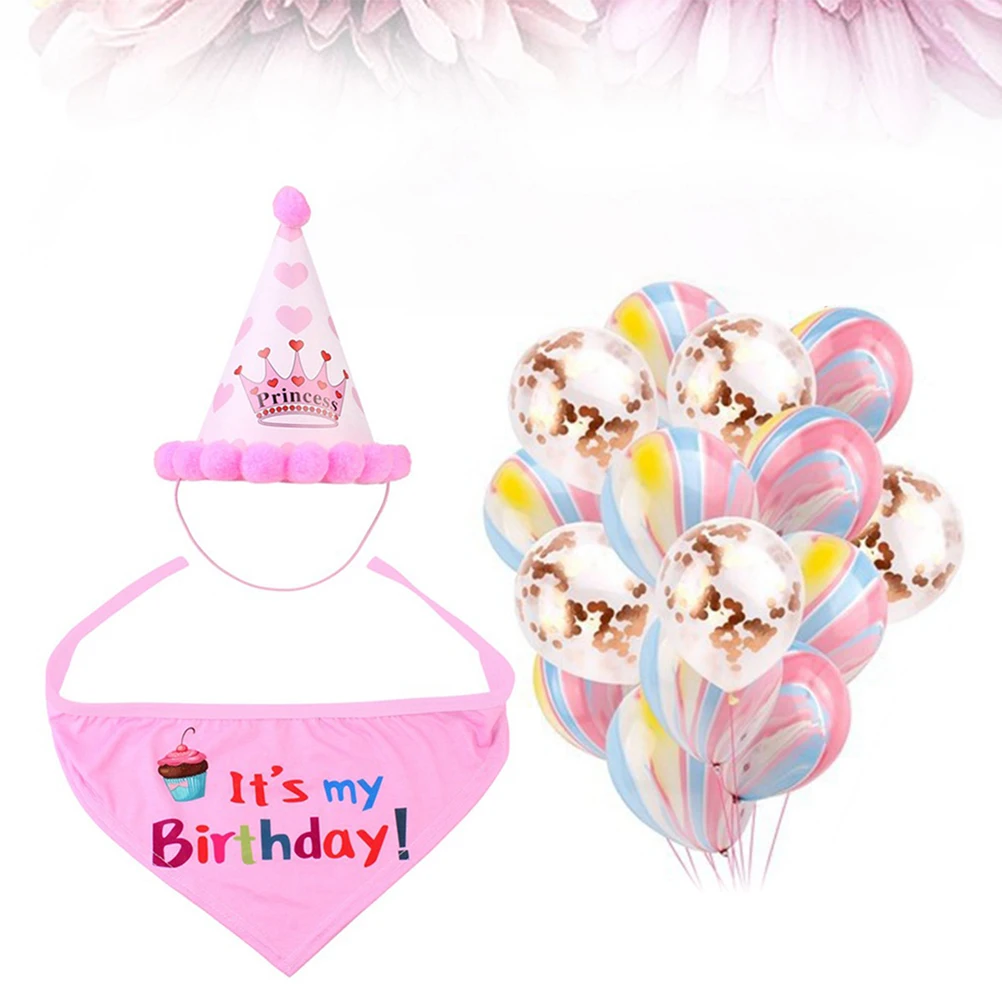 

Birthday Hat Neckband Set for Dog Party Supplies Balloons Premium Material Pet Accessories Costumes Dog Birthday