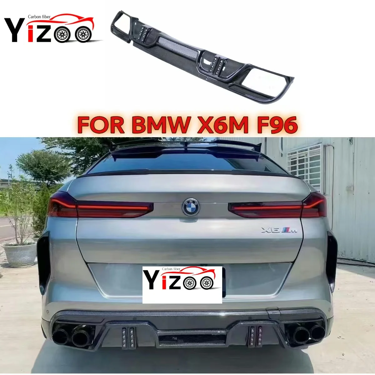 

F96 Diffuser Real Carbon fiber For BMW X6M F96 Rear Bumper Diffuser Splitters Canards LD style F96 Rear Diffuser