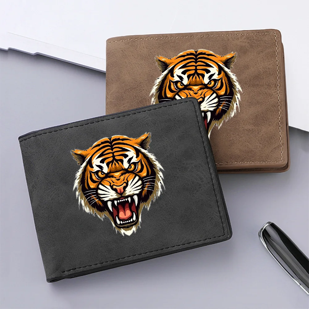 Personalisiertes Design, Retro-Stil, individuell bedruckte modische Herren-Geldbörse mit Tigerkopf-Muster