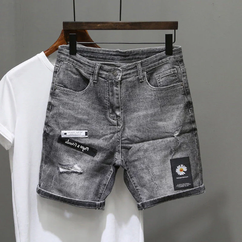 Man Denim Shorts Wide Xl Baggy Luxury Streetwear New In Hip Hop Harajuku Retro Jorts Blue Rude Thin Short Jeans Pants for Men